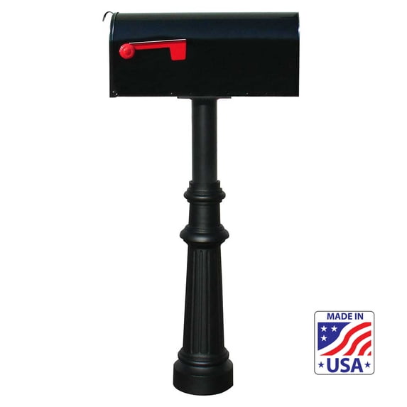 QualArc HPST1-US-800-E1 6 in. The Hanford SINGLE Mailbox Post System - Black