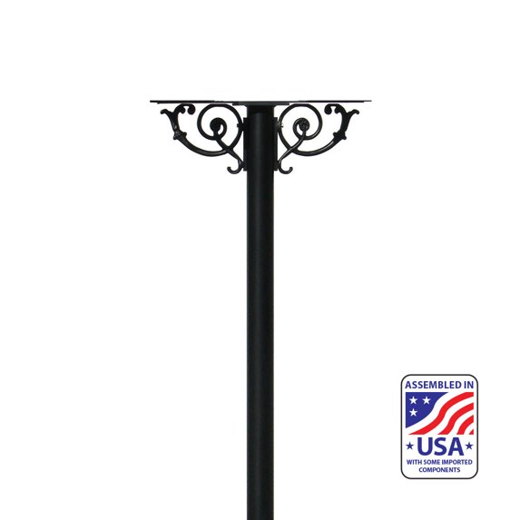 The Hanford TWIN mailbox post system w/Scroll Supports, Black - HPWS2-US-000