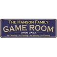 thumbnail image 1 of The Hanson Family Blue Game Room Metal 6x18 Sign 106180037440, 1 of 1