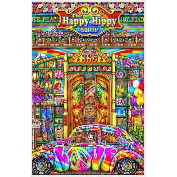The Happy Hippy Shop by Michael Fishel Mini Poster 11.5" x 17.5" - Laminated