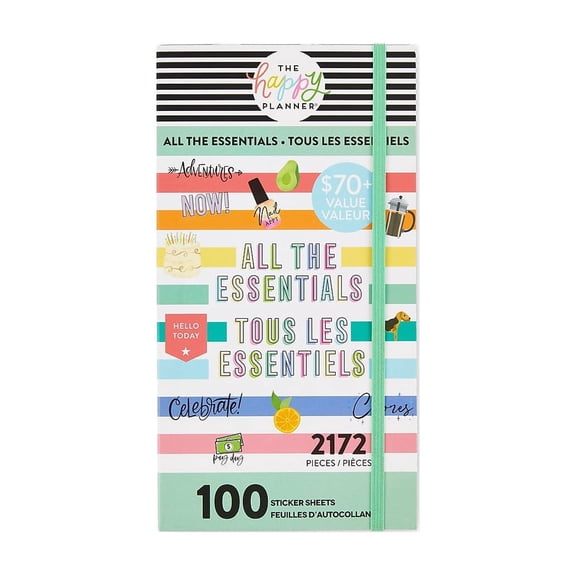 Happy Planner All the Essentials Mega Value Pack Stickers, Planner Accessories, 2172/Pack