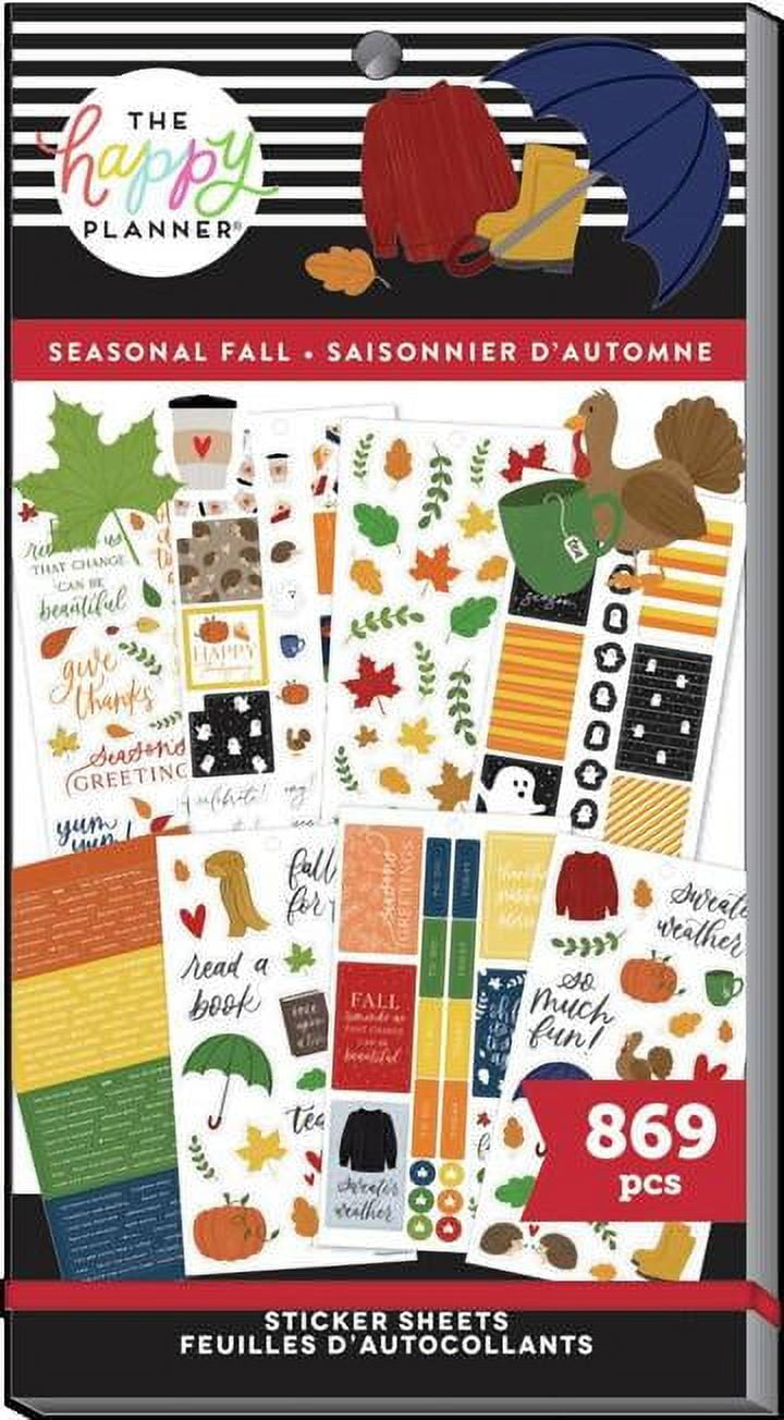 The Happy Planner Sticker Pack Seasonal Fall Theme, Multi-Colored 30 Sheets  869 Stickers 