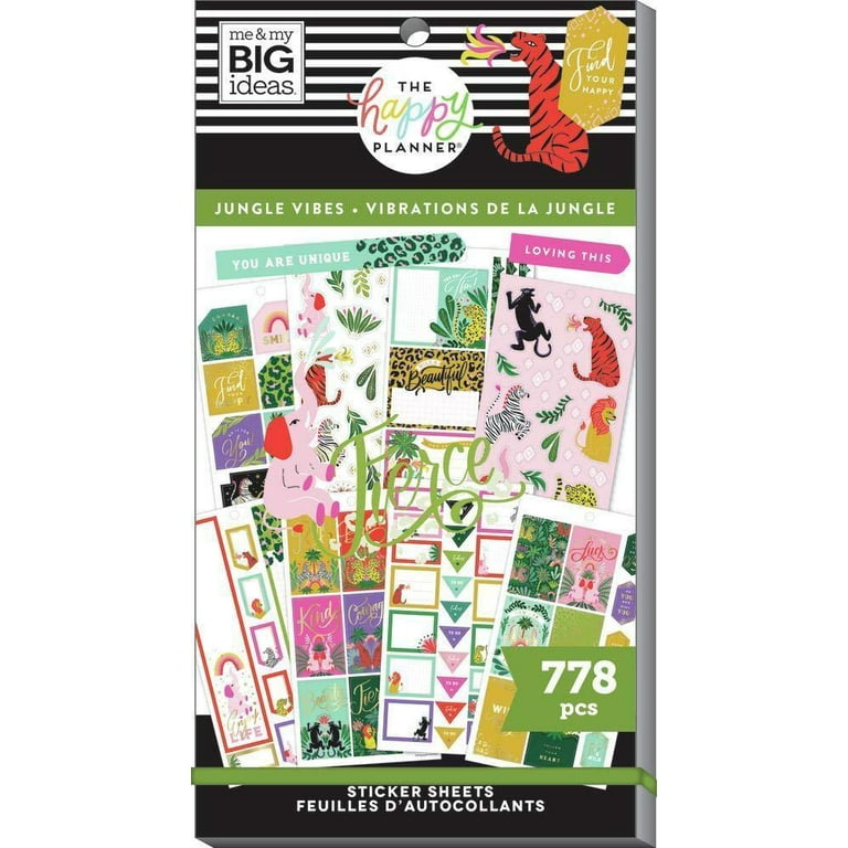 The Happy Planner Sticker Value Pack - Planner Accessories - Jungle Vibes  Theme - Multi-Color - Great for Planning, Project & Scrapbooking - 30  Sheets, 778 Stickers 