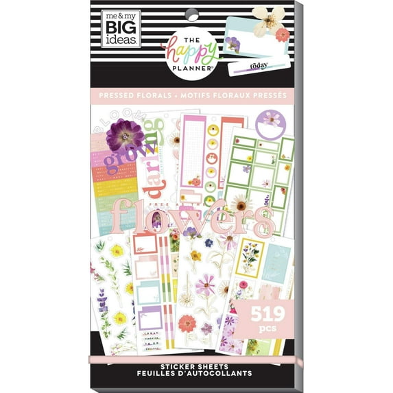 The Happy Planner Sticker Value Pack - Planner Stickers and Accessories - Pressed Florals Theme