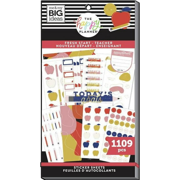The Happy Planner Teacher Sticker Pack Fresh Start, 30 Sheets 1109 Stickers