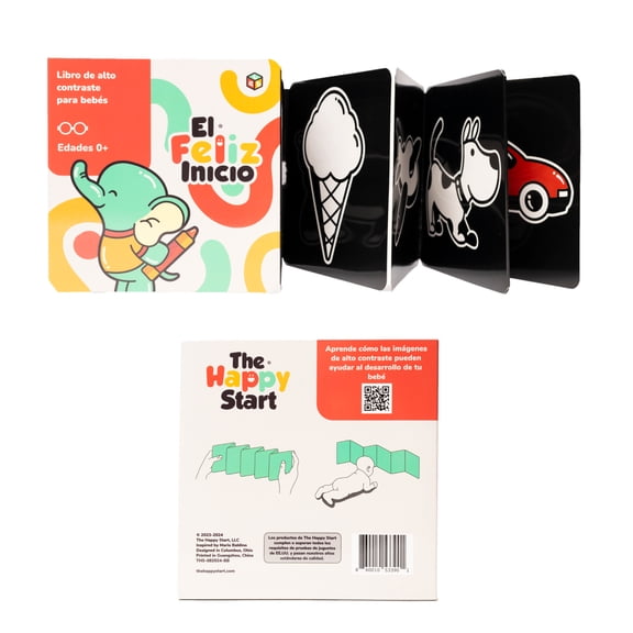 The Happy Start Award-Winning High Contrast Baby Book for Infants, Learning, Ages 0+