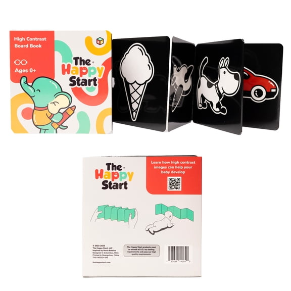 The Happy Start Award-Winning High Contrast Board Book for Newborns, Learning, Babies 0-6 Months, Ages 0+, New