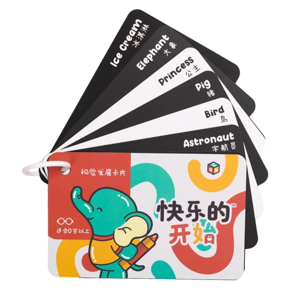 The Happy Start High Contrast Vision Flash Cards, 23 Count, 1 Pack (English & Chinese)