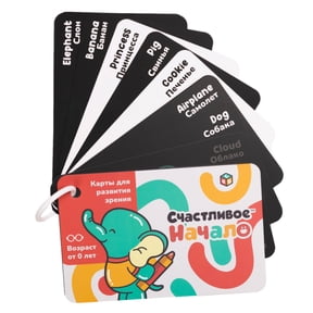 The Happy Start High Contrast Vision Flash Cards, 23 Count, 1 Pack (English & Russian)