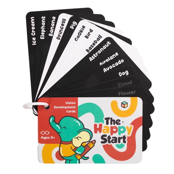 The Happy Start Award-Winning High Contrast Vision Flash Cards, 23 Count, 1 Pack (English)