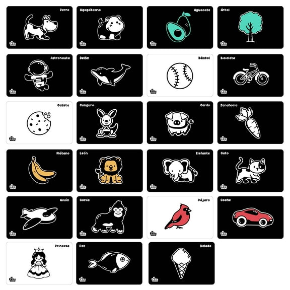 The Happy Start High Contrast Vision Flash Cards, 23 Count, 1 Pack (Spanish)