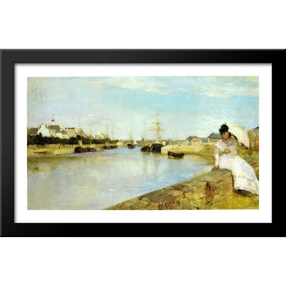 The Harbor at Lorient 40x24 Large Black Wood Framed Print Art by Berthe Morisot