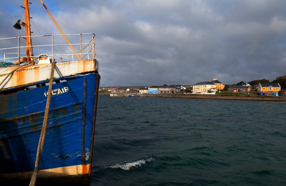 The Harbour and Kilronan village Inishmore The Aran Islands County Galway Ireland Canvas Art - Panoramic Images (27 x 9)