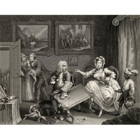 The Harlots Progress Quarrels with Her Jew Protector From the Original Picture by Hogarth From the Works of Hogarth Publ Poster Print - 16 x 12