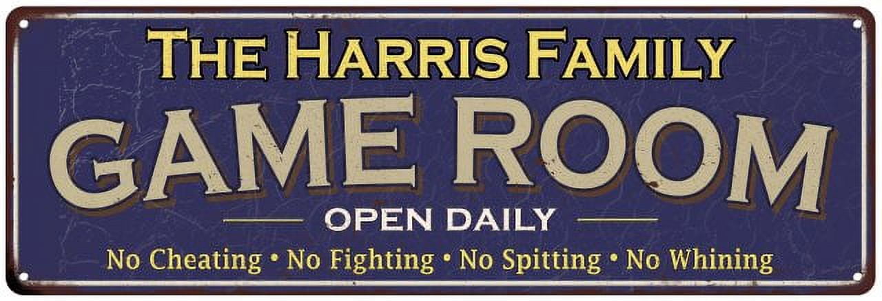 The Harris Family Gift Blue Game Room Metal 6x18 Sign 206180037369 ...