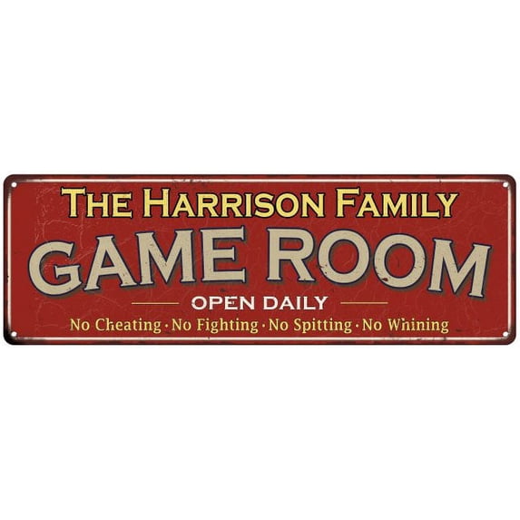The Harrison Family Red Game Room Metal 8x24 Sign 108240038845