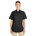 thumbnail image 1 of The Harriton Ladies Foundation 100% Cotton Short Sleeve Twill Shirt Shirt Teflon - BLACK - L, 1 of 2