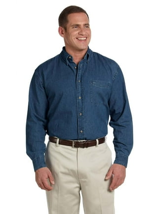 adviicd Men's Regular-Fit Long-Sleeve Denim Shirt Sun Shirts for