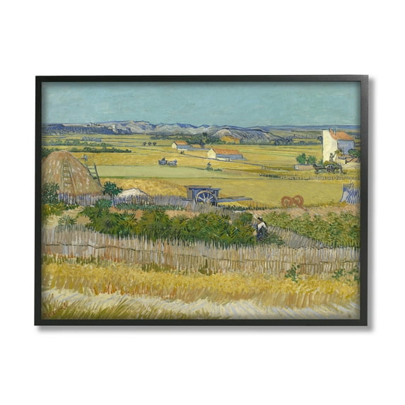 The Harvest Van Gogh Farmland Landscape Landscape Painting Black Framed Art Print Wall Art