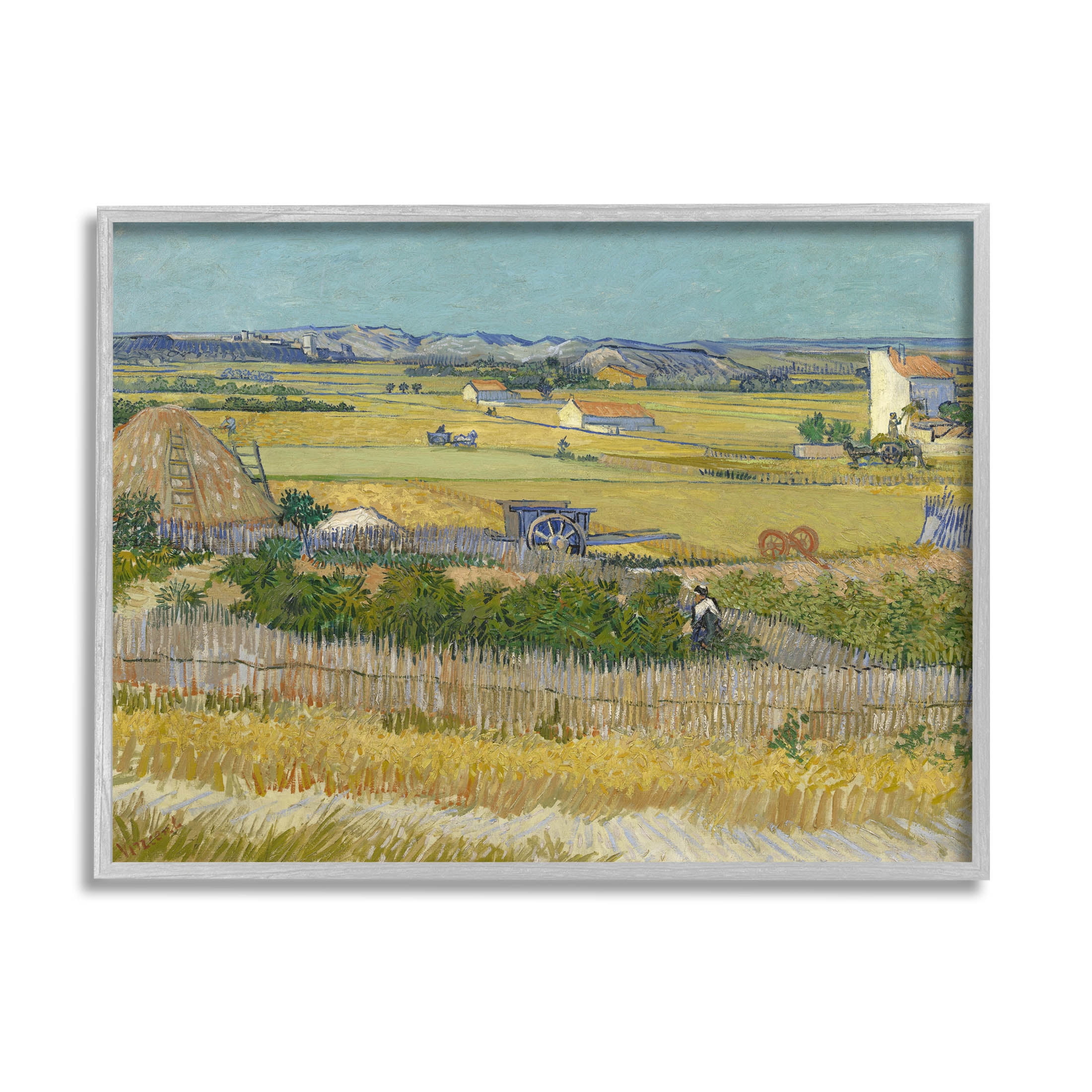 The Harvest Van Gogh Farmland Landscape Landscape Painting Gray Framed Art Print Wall Art