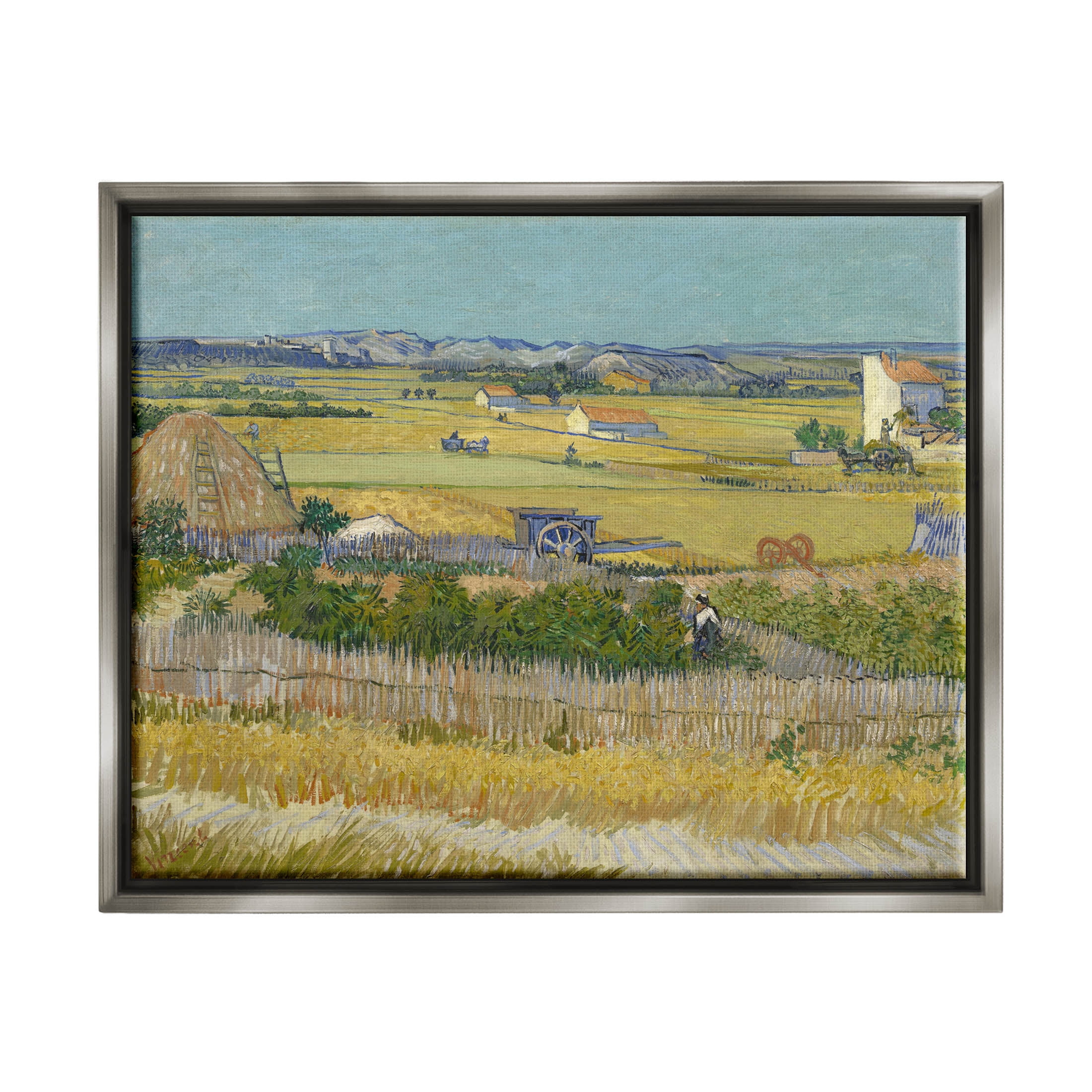 The Harvest Van Gogh Farmland Landscape Landscape Painting Luster Gray Framed Art Print Wall Art