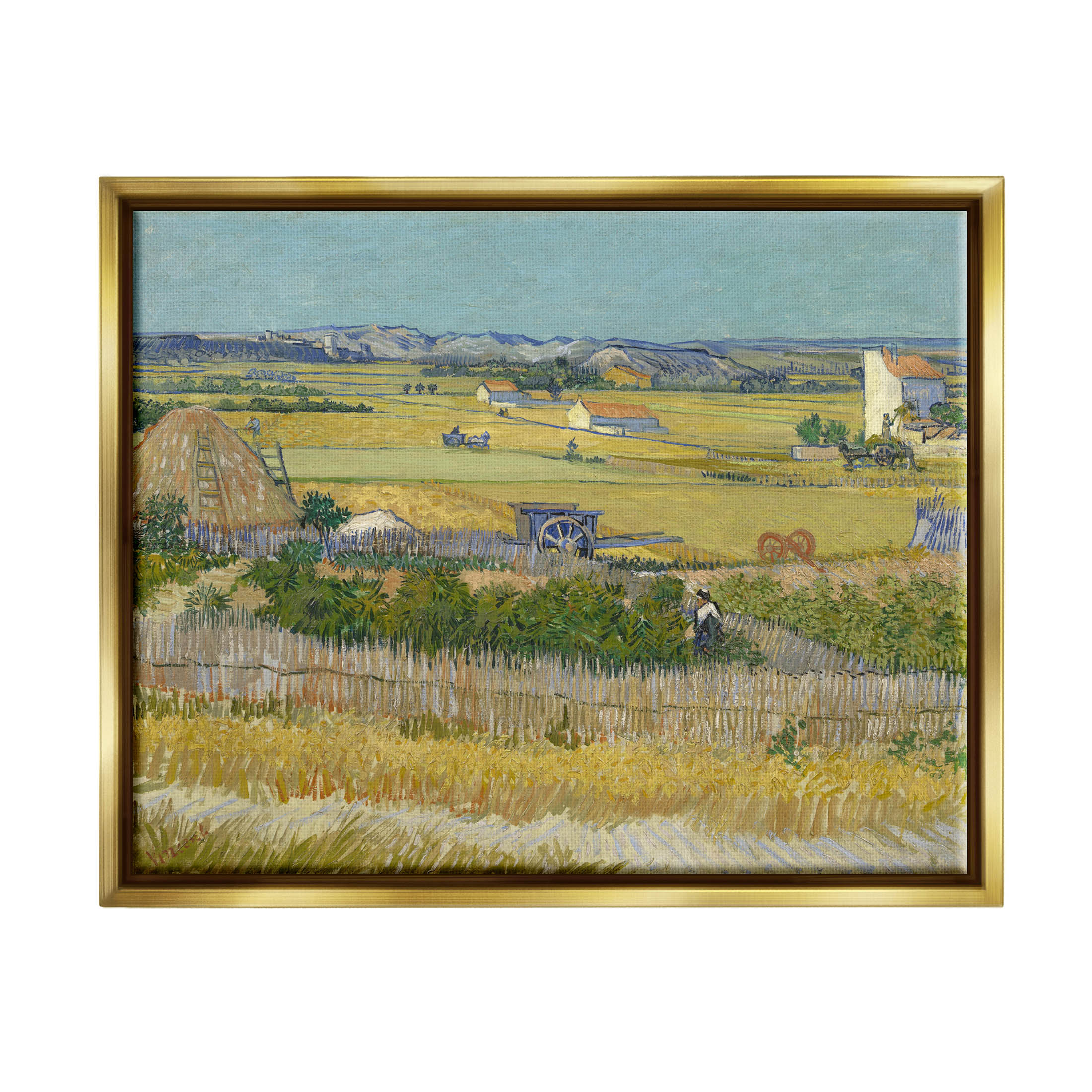 The Harvest Van Gogh Farmland Landscape Landscape Painting Metallic Gold Framed Art Print Wall Art