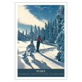 thumbnail image 1 of The Harz Mountains - Germany - Skiing the Highlands - Vintage Travel Poster c.1948 - Fine Art Matte Paper Print (Unframed) 30x44in, 1 of 4