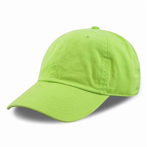 The Hat Depot Washed Cotton Baseball Dad Cap, Adjustable Low Profile Hat(Lime)