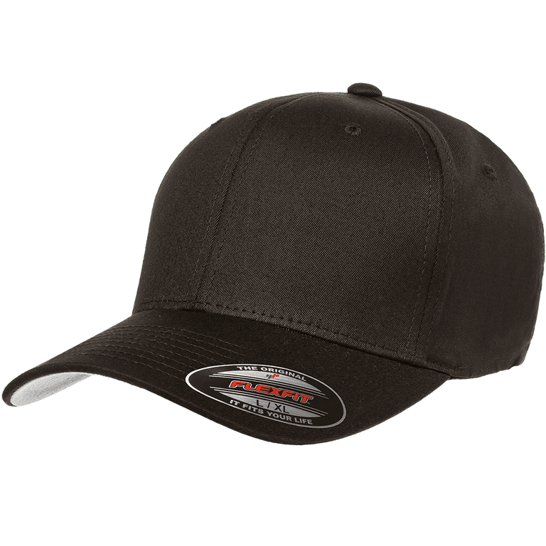 Hat Flex 5001 Cotton Flexfit Hat Fitted - Pros Blank The Black Cap Small/Medium V-Flexfit Fit Twill