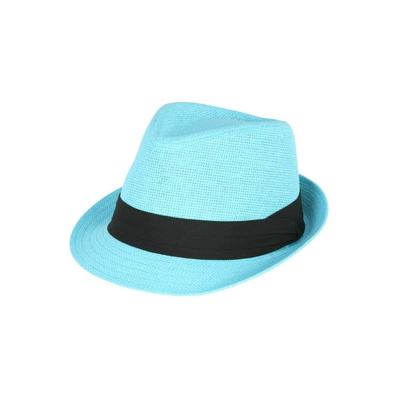 The Hatter Co. Tweed Classic Cuban Style Fedora Fashion Cap Hat, Lt Blue
