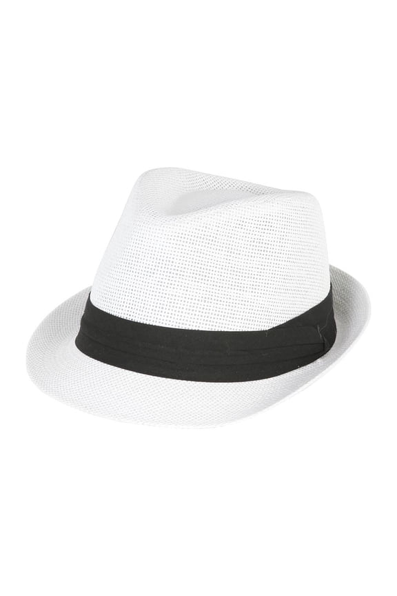 Co. Tweed Classic Cuban Style Fedora Fashion Cap Hat, White