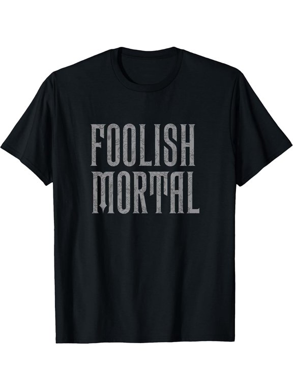 The Haunted Mansion Foolish Mortal Patterned Text Logo Versatile Look For Everyday Events T-Shirt, Size S-5XL
