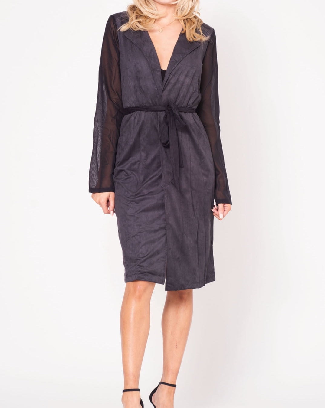 The Have It All Faux Suede Duster Black Walmart