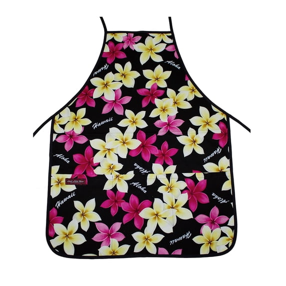 The Hawaiian Apron - Black Plumeria