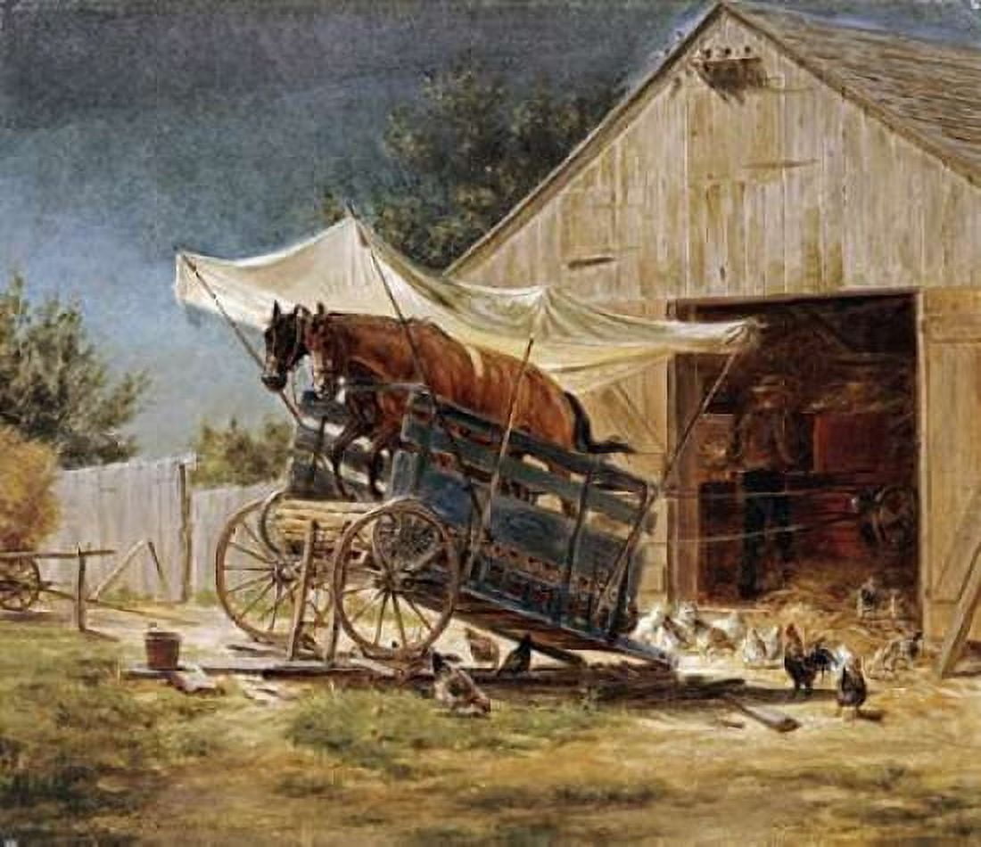 The Hay Thrasher Canvas Art - Edward Lamson Henry (24 x 24)
