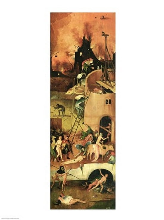 The Haywain right wing of the triptych depicting Hell c1500 Canvas Art - Hieronymus Bosch (24 x 36)