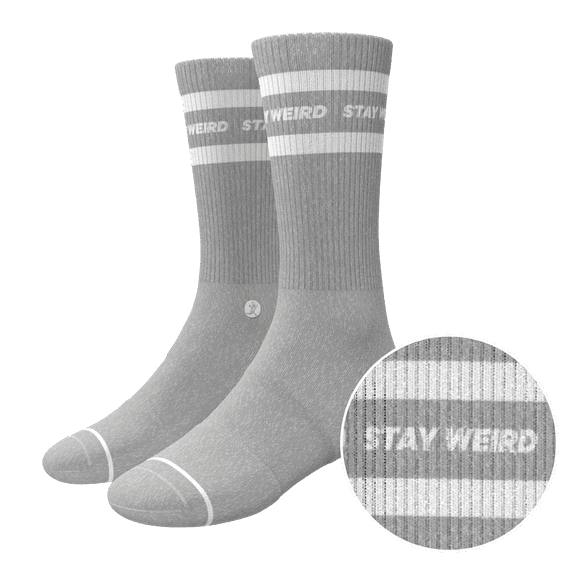 The Haze - Shinesty Grey and White Stripe Heel Hammock Crew Socks Large
