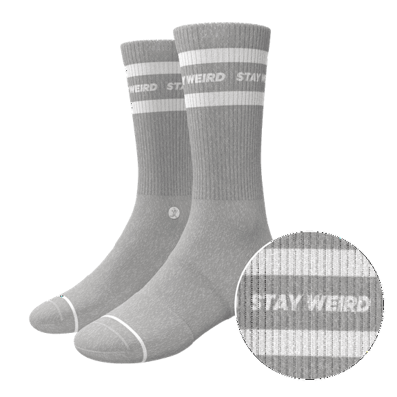 The Haze - Shinesty Grey and White Stripe Heel Hammock Crew Socks  Large