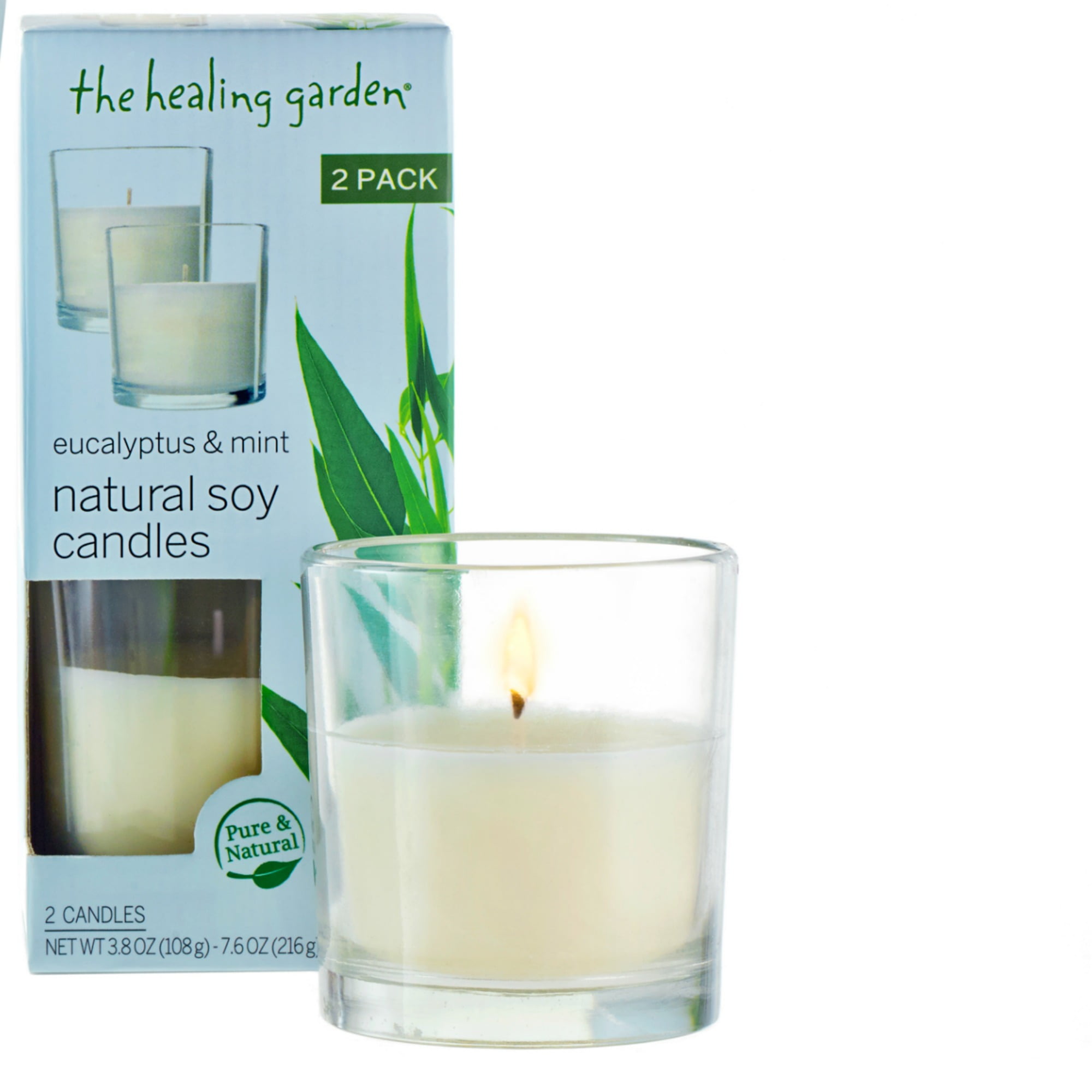 The Healing Garden Eucalyptus & Mint Natural Soy Candles, 3.8 oz, 2 ...