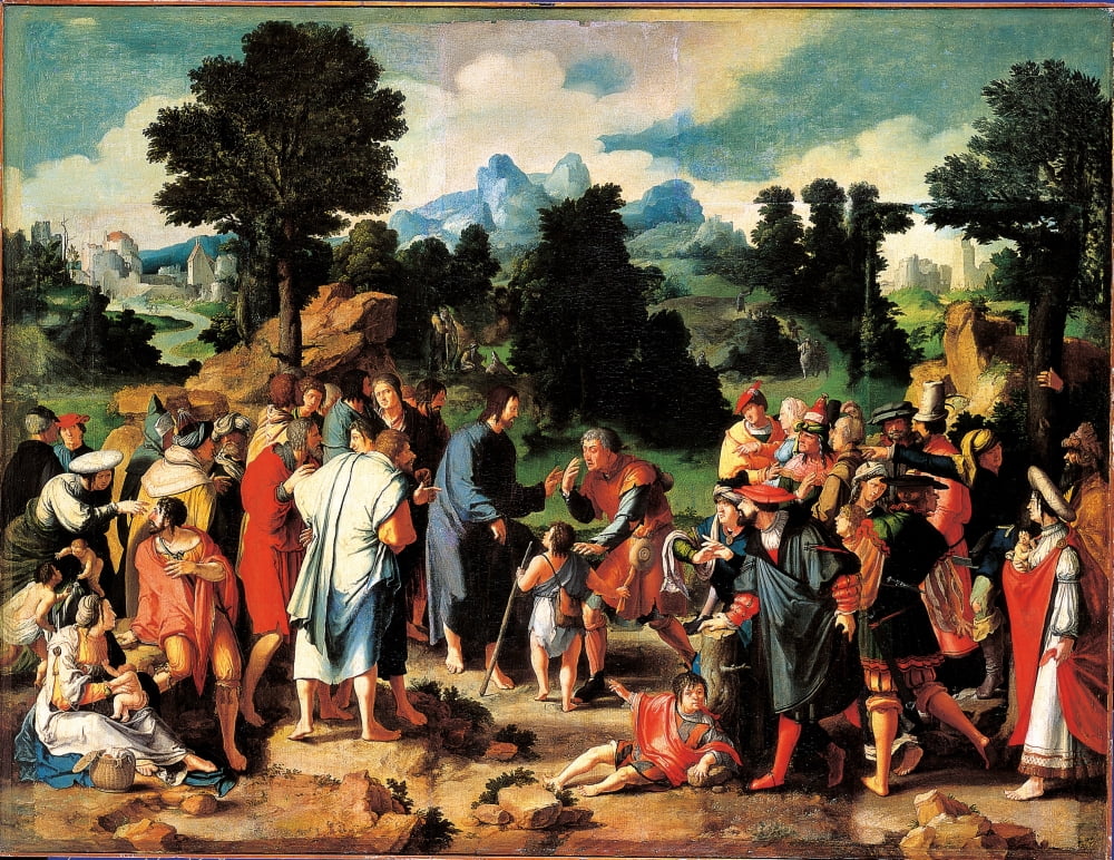 The Healing Of The Blind Man From Jericho Canvas Art - (24 x 18)