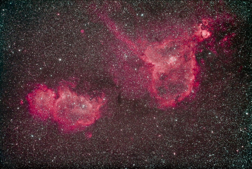 The Heart and Soul Nebula in the constellation Cassiopeia Canvas Art - Alan DyerStocktrek Images (18 x 12)