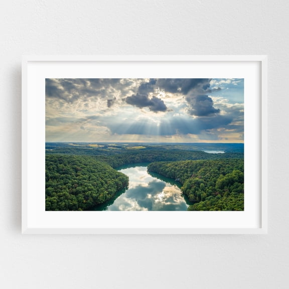 The Heart of Prettyboy - Maryland Photography Nature Landscape Forest Scenic Waterfall Autumn Sunset White Framed Wall Art Print 5 x 7 inches