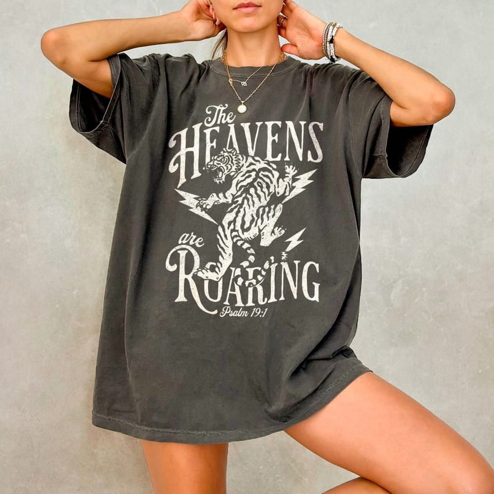 The Heavens Are Roaring Christian Tiger Faith Graphic T-Shirt - Walmart.com