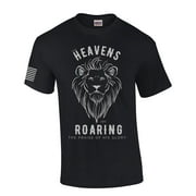 The Heavens Are Roaring The Praise Of His Glory Lion Of Judah Mens Christian Short Sleeve T-Shirt Graphic Tee-Black-small