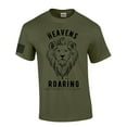 thumbnail image 1 of The Heavens Are Roaring The Praise Of His Glory Lion Of Judah Mens Christian Short Sleeve T-Shirt Graphic Tee-Military Green-small, 1 of 4