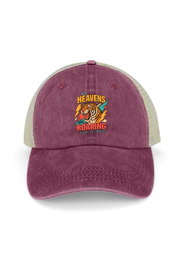 The Heavens Are Roaring Wine Red Hat Adjustable Funny Fashion Unisex Baseball Cap for Men Women