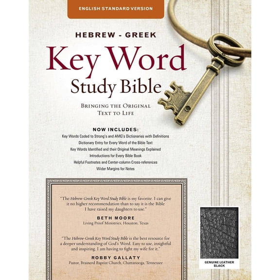 The Hebrew-Greek Key Word Study Bible : ESV Edition, Black Genuine Leather Indexed (Hardcover)