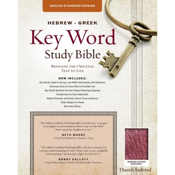 Pre-Owned The Hebrew-Greek Key Word Study Bible: ESV Edition, Burgundy Bonded Leather Indexed (Hardcover) by Dr. Spiros Zodhiates, Dr. Warren Patrick Baker