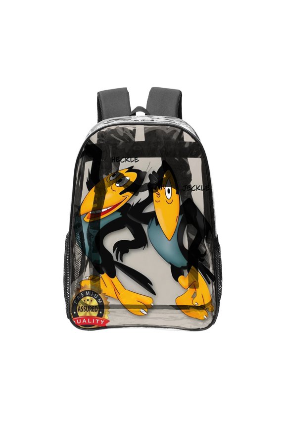 The Heckle and Jeckle Show-theme Clear Backpack Heavy Duty Transparent Bag See Through Bookbag for Work, Sport, College, Travel12.2X16.9"(31X43cm)