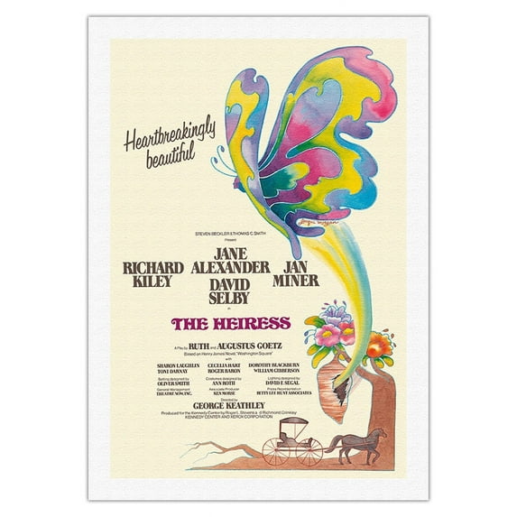 The Heiress - Starring Richard Kiley and Jane Alexander - Vintage Theater Poster by Jacqui Morgan c.1976 - Fine Art Rolled Canvas Print 27in x 40in